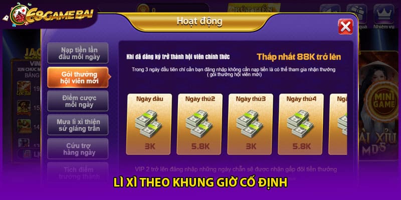 Ưu đãi lì xì theo khung giờ cố định